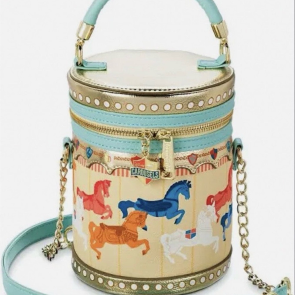 Loungefly Mint & Gold Carousel Cylinder Crossbody